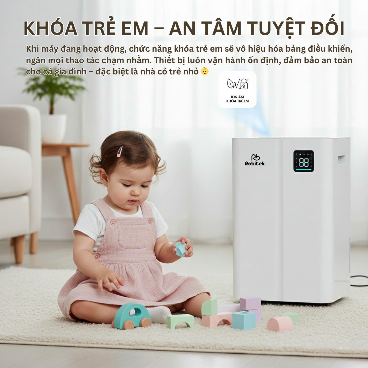 Máy Hút Ẩm Và Lọc Không Khí Robitek DH25 | Công suất hút ẩm 25L/ngày